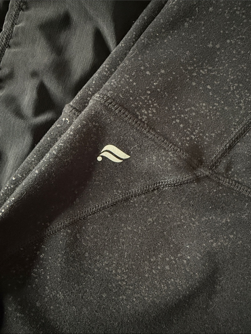 Fabletics Black Speckled Leggings either sheer panels L